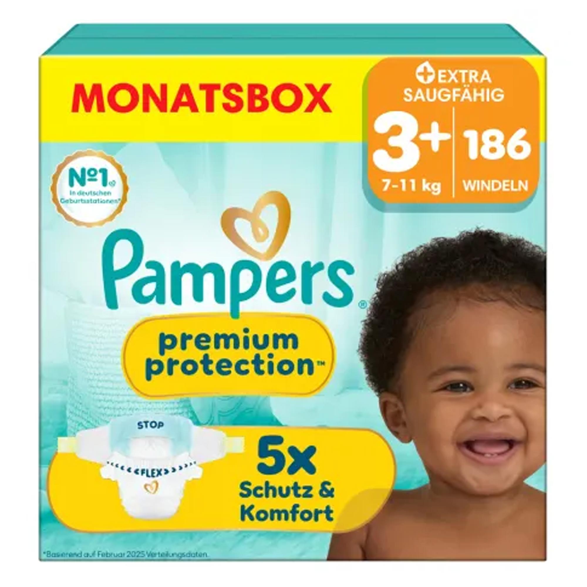 Pampers Premium Protection Größe 3+ Windeln 186 Stück