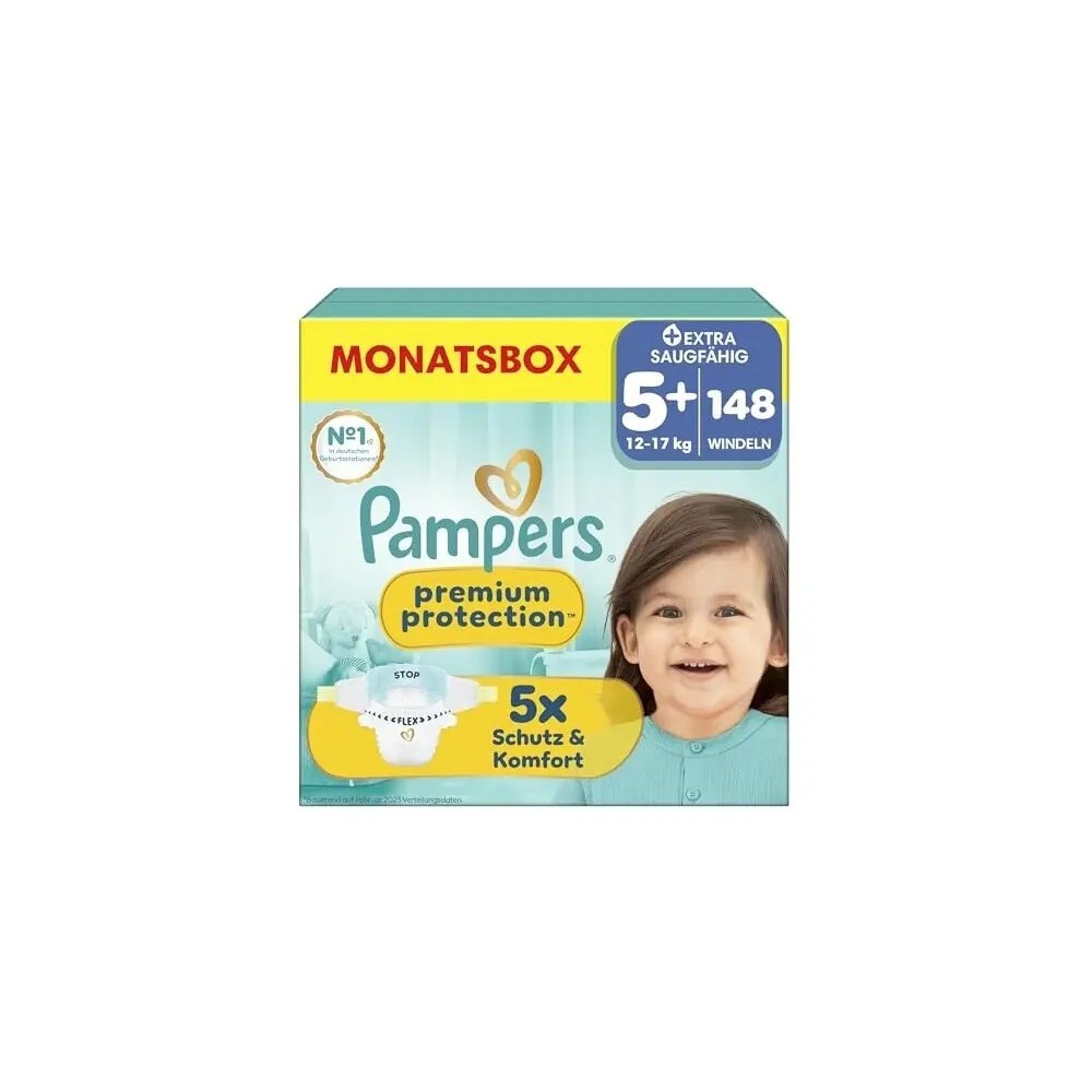 Pampers Premium Protection Größe 5+ Windeln 148 Stück
