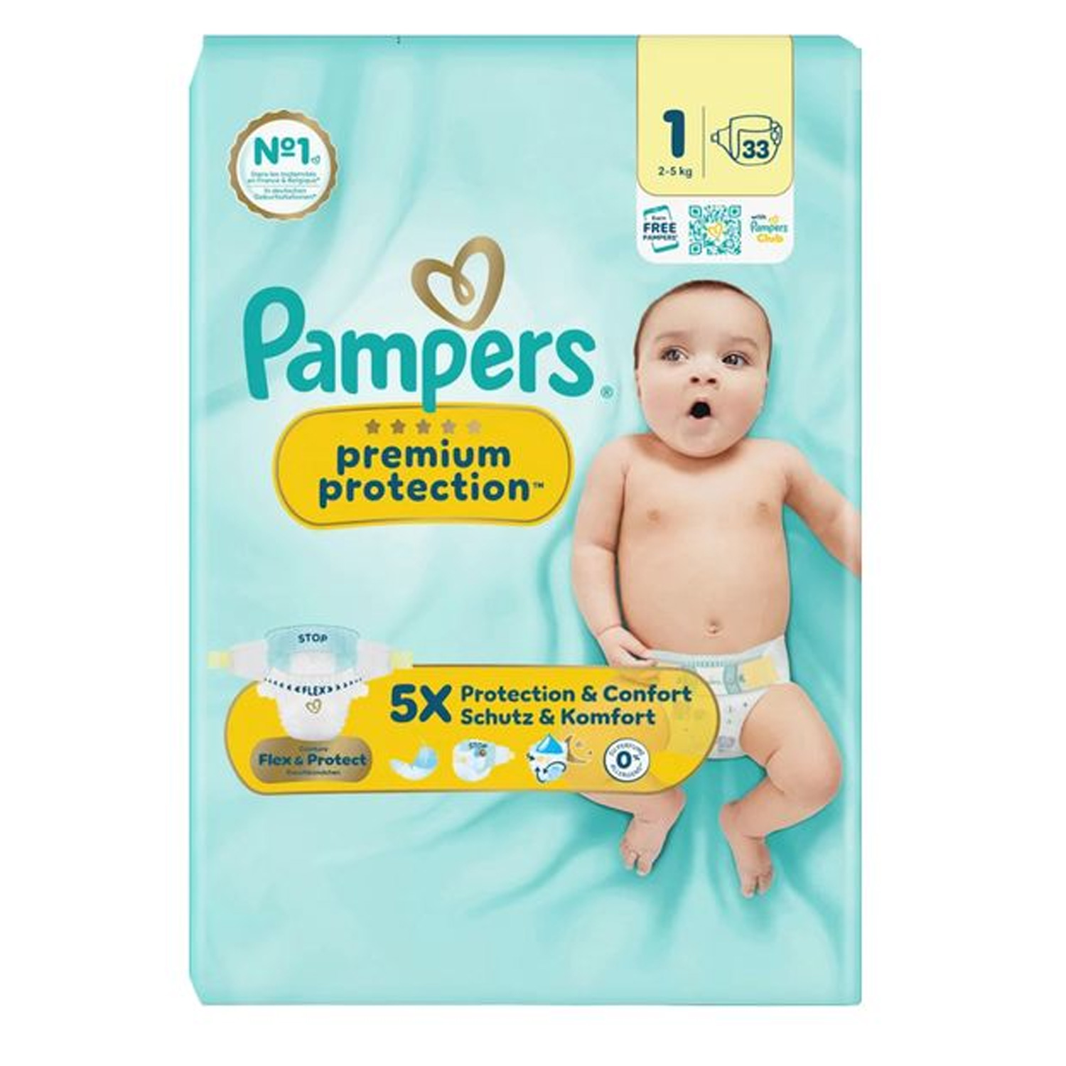 Pampers Premium Protection New Baby Größe 1 Windeln 33 Stück