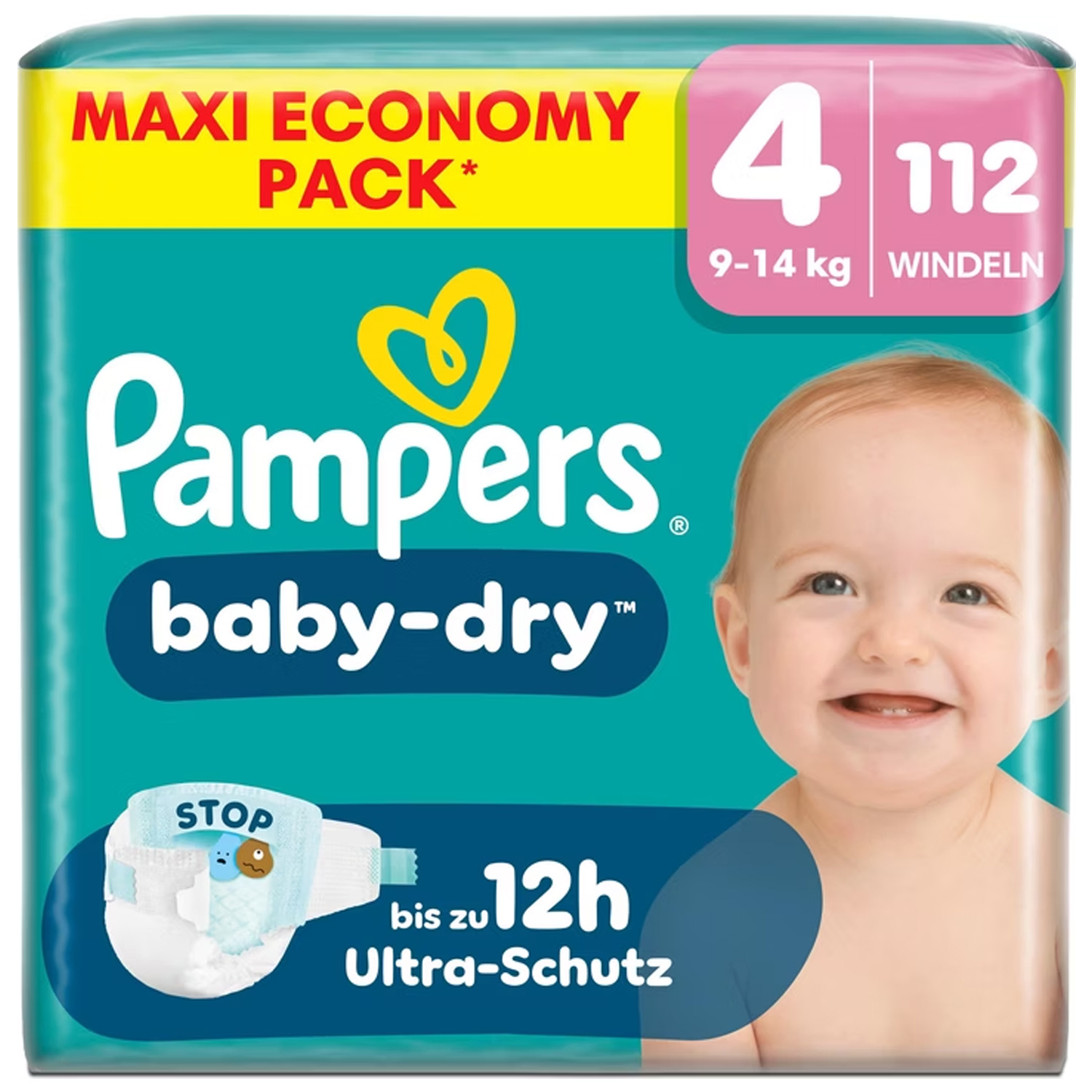 Pampers Baby-Dry Größe 4 Windeln 112 Stück 9-14kg