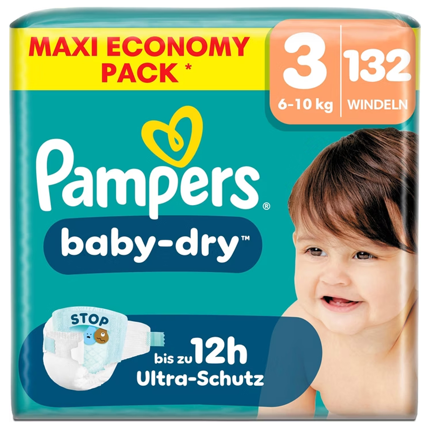 Pampers Baby-Dry Größe 3 Windeln 132 Stück 6-10kg