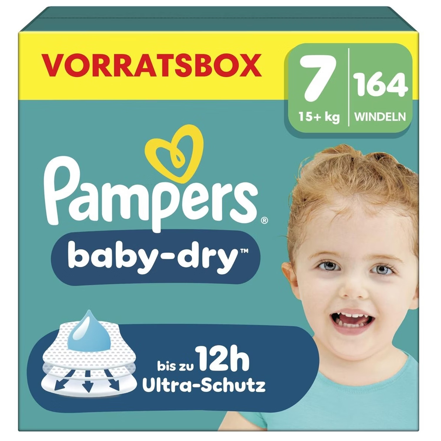 Pampers Baby-Dry Größe 7 Windeln 164 Stück 15+kg