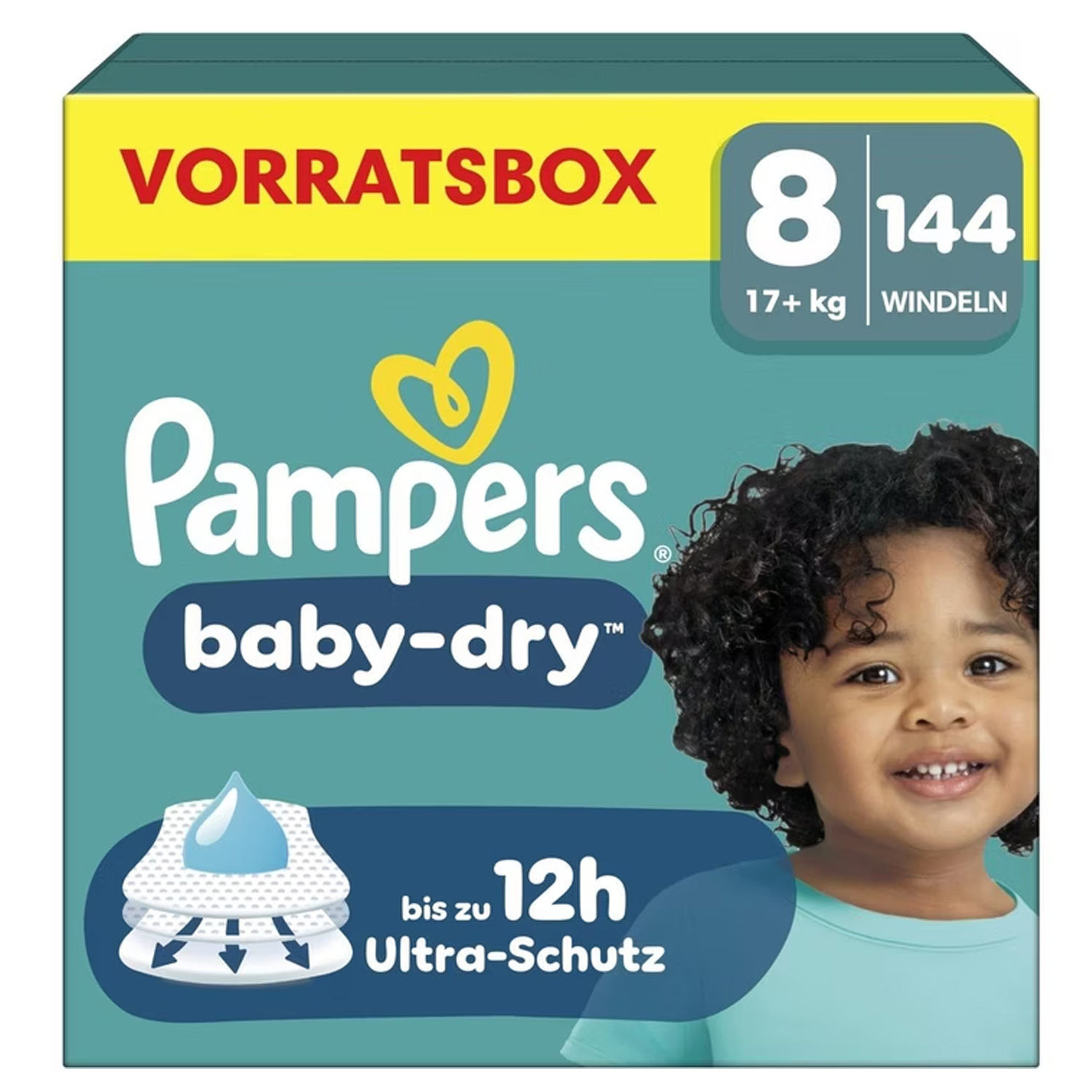 Pampers Baby-Dry Größe 8 Windeln 144 Stück 17+kg