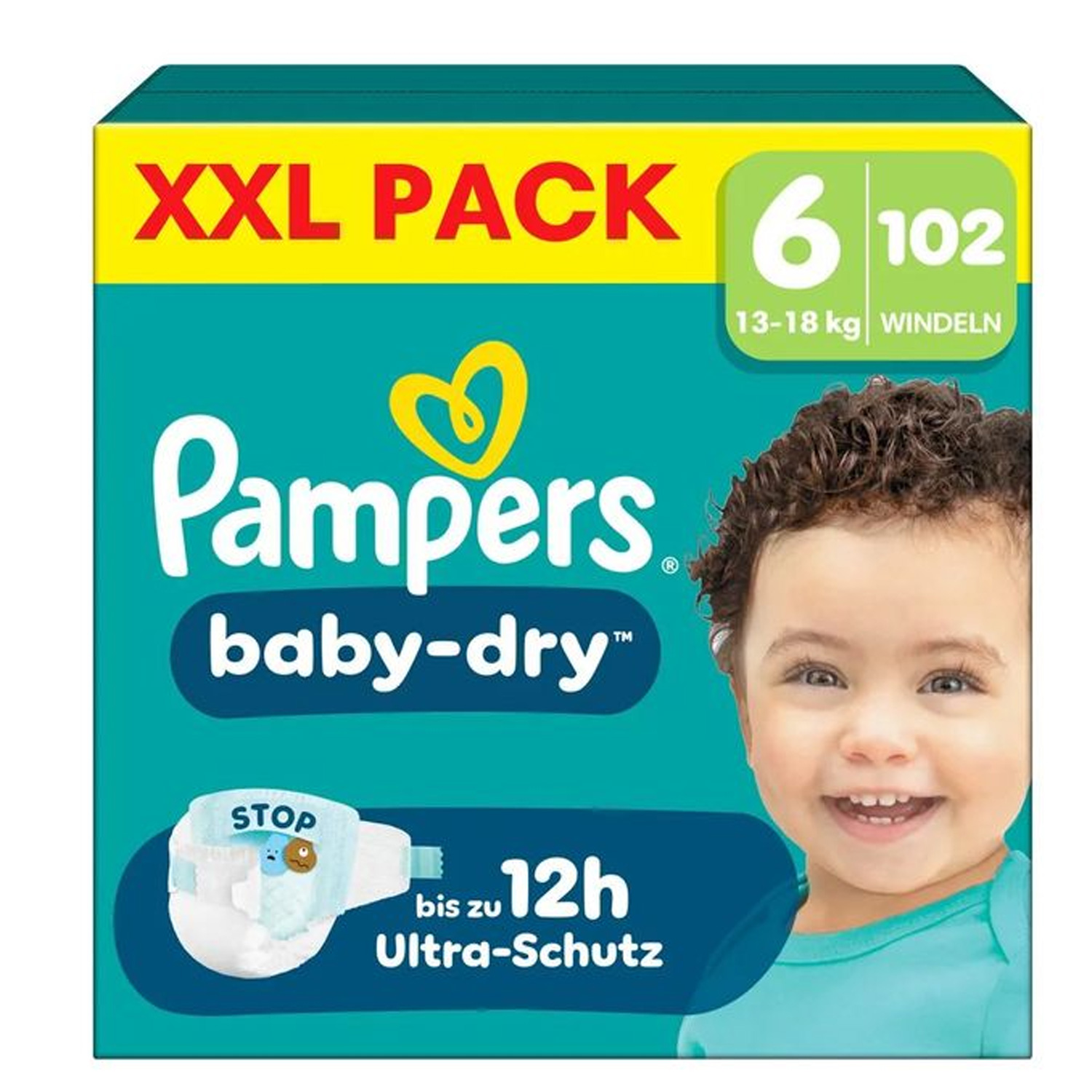 Pampers Baby-Dry Größe 6 Windeln XXL Pack 102 Stück 13-18kg