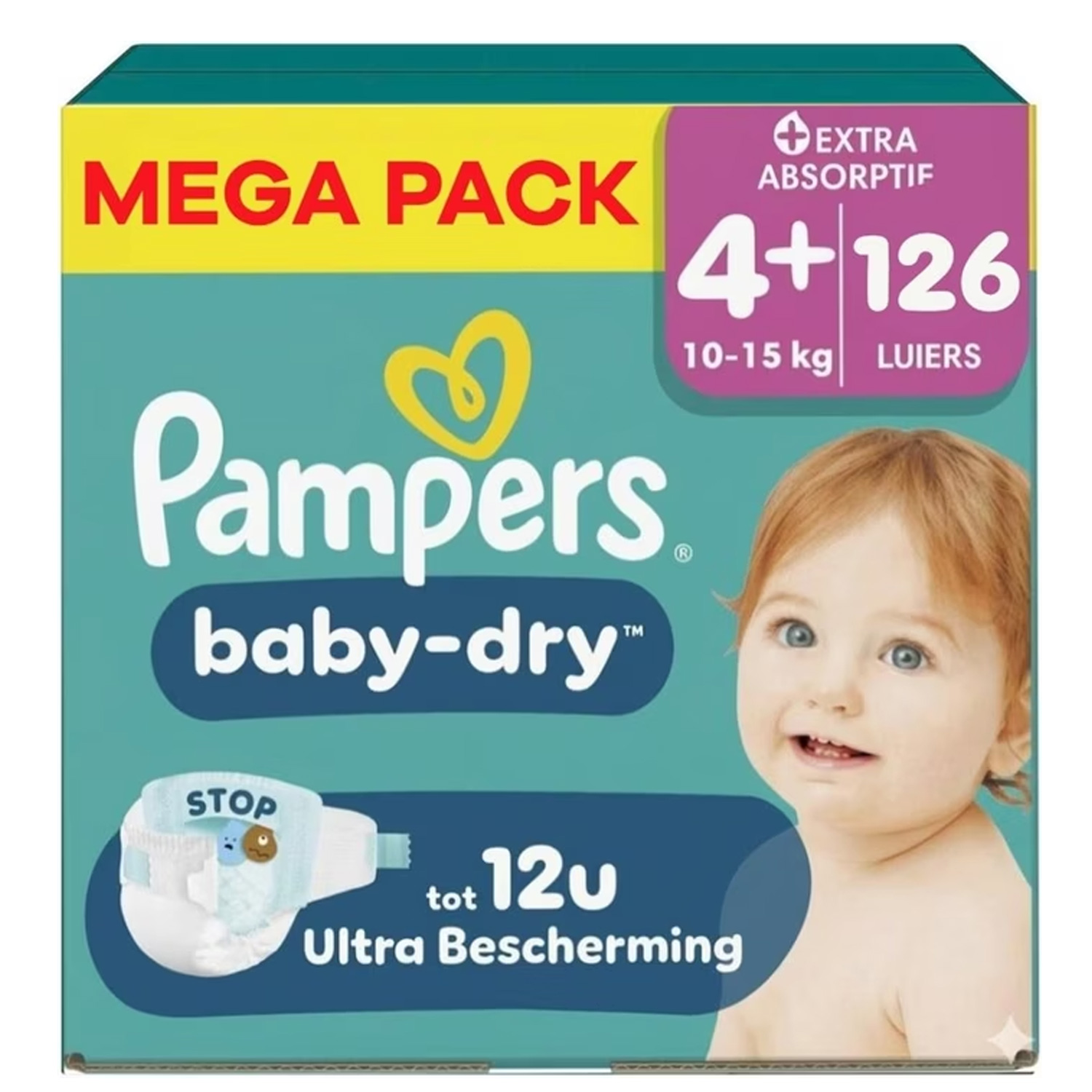 Pampers Baby-Dry Größe 4+ Windeln XXL Pack 126 Stück 10-15kg