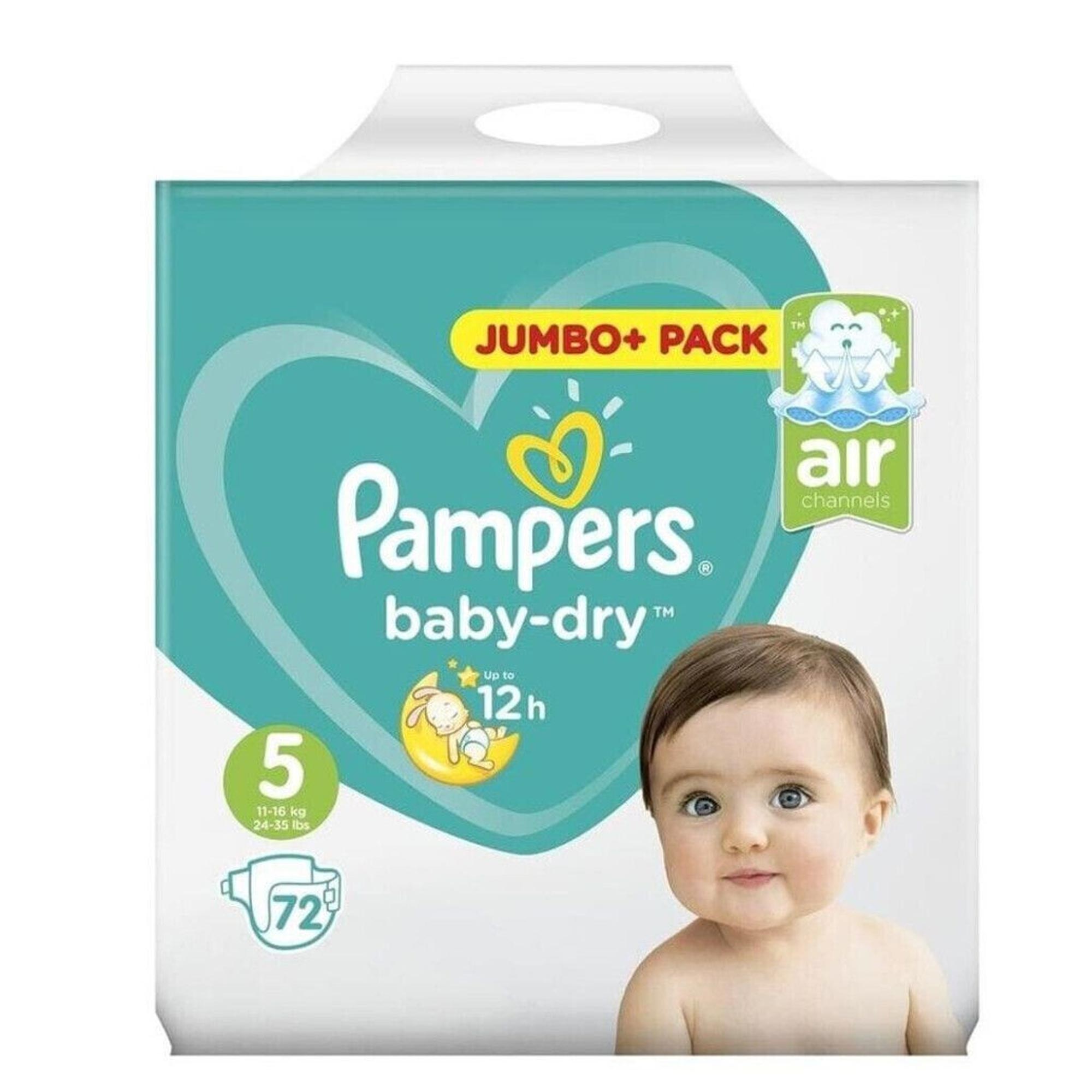 Pampers Baby-Dry Windeln Größe 5 (11-16 kg) Jumbopack 72 Stück