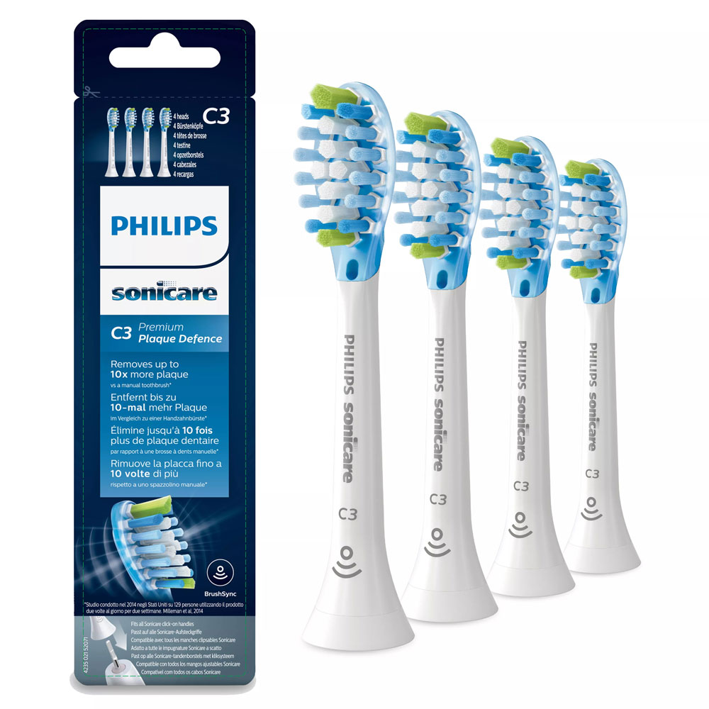 Philips HX9044/17 Sonicare C3 Premium Plaque Defence Standard Schallzahnbürstenköpfe 4er weiß