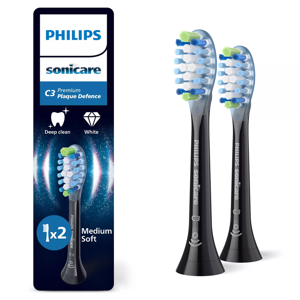 Philips Sonicare C3 Premium Plaque Defense HX9042/88 Aufsteckbürsten 2 Stück schwarz