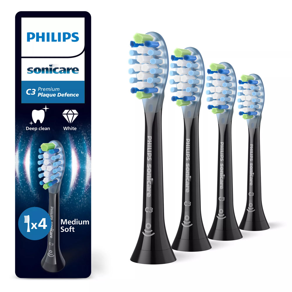 Philips Sonicare C3 Premium Plaque Defense HX9044/88 Ersatzbürstenköpfe 4er-Pack schwarz