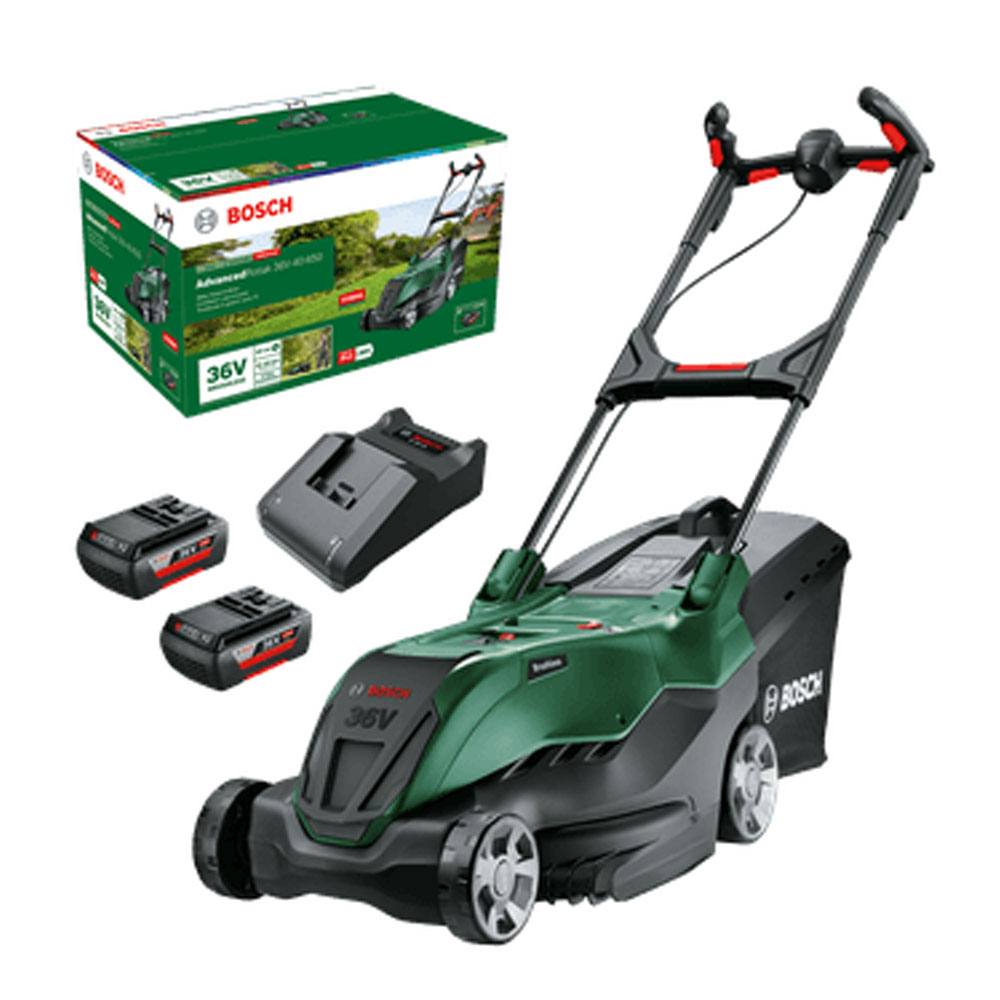 Bosch AdvancedRotak 36V-40-650 Akku-Rasenmäher (2x 2,0 Ah Akkus & Ladegerät)