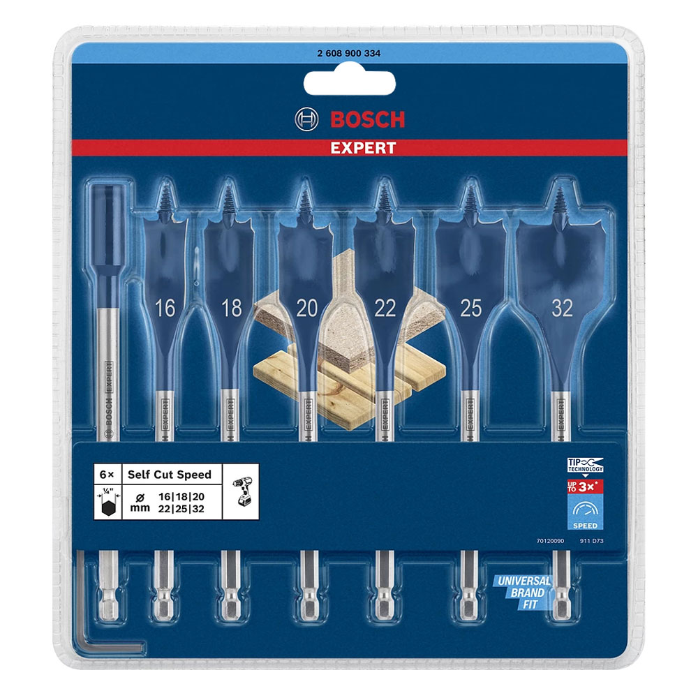 Bosch Expert Self Cut Speed Flachfräsbohrer-Set 7 Stück (Ø 16-32 mm)