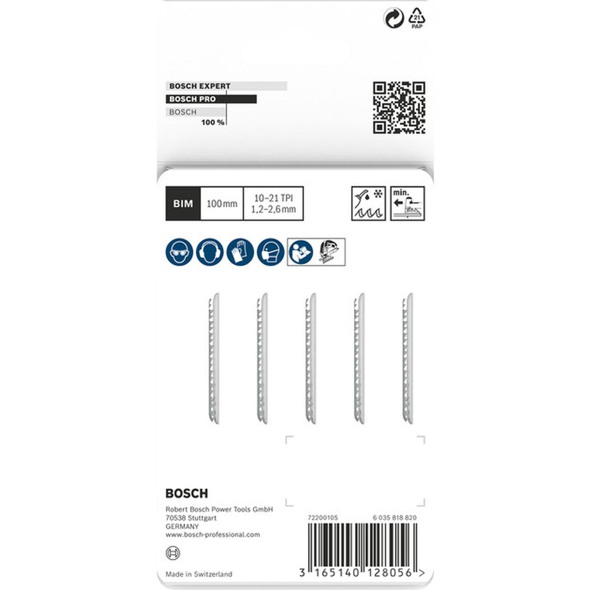 Bosch Pro Metal Thick and Thin T123XF Jigsaw Blade 5 Stück (100 mm)