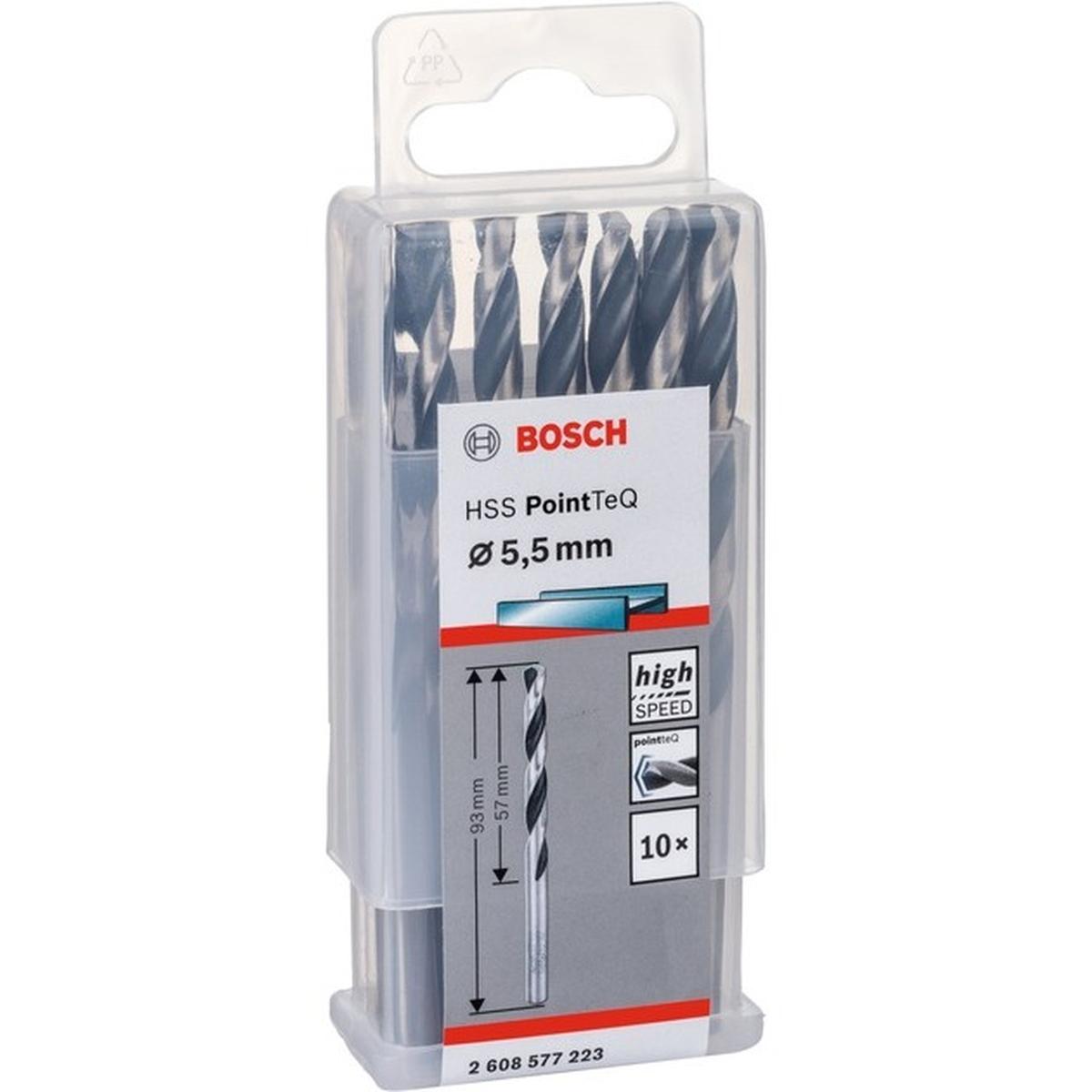 Bosch Professional HSS PointTeQ Spiralbohrer 10 Stück (5,5 x 57 x 93 mm)