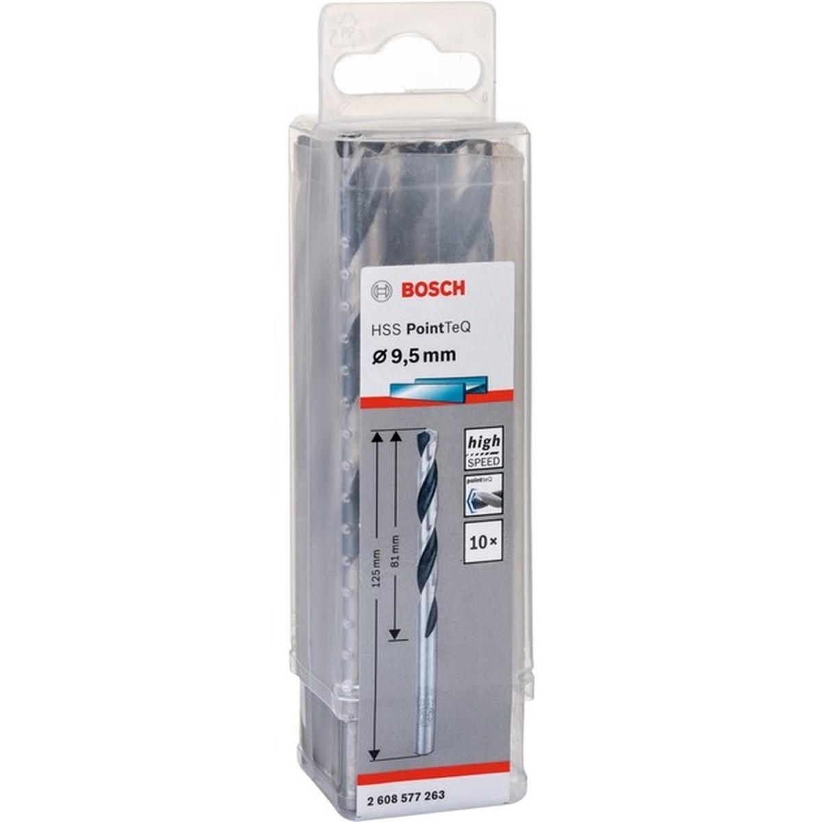 Bosch Professional HSS PointTeQ Spiralbohrer 10 Stück (9,5 x 81 x 125 mm)