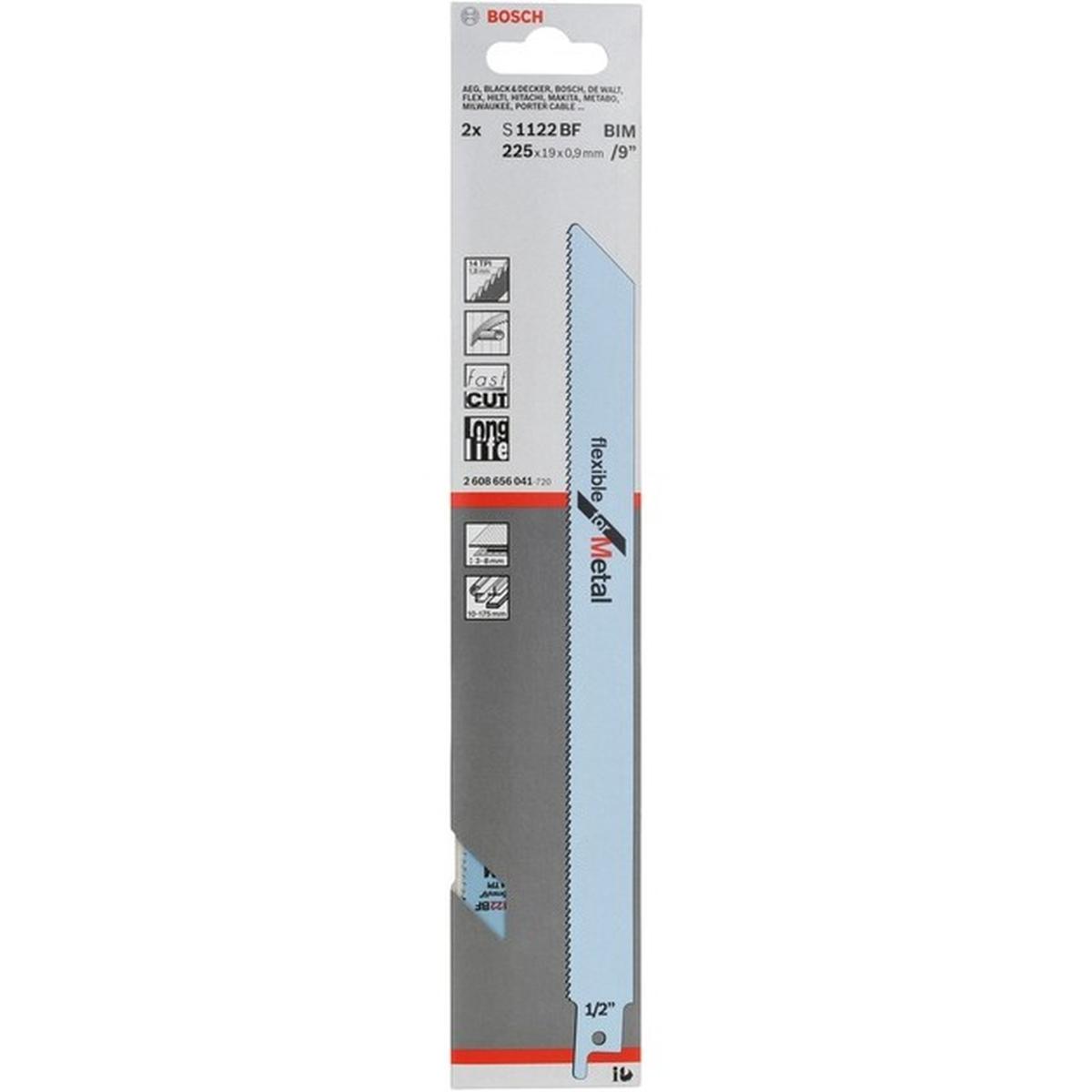Bosch Professional S 1122 BF Flexible for Metal Säbelsägeblatt 2 Stück (225 x 19 x 0,9 mm)