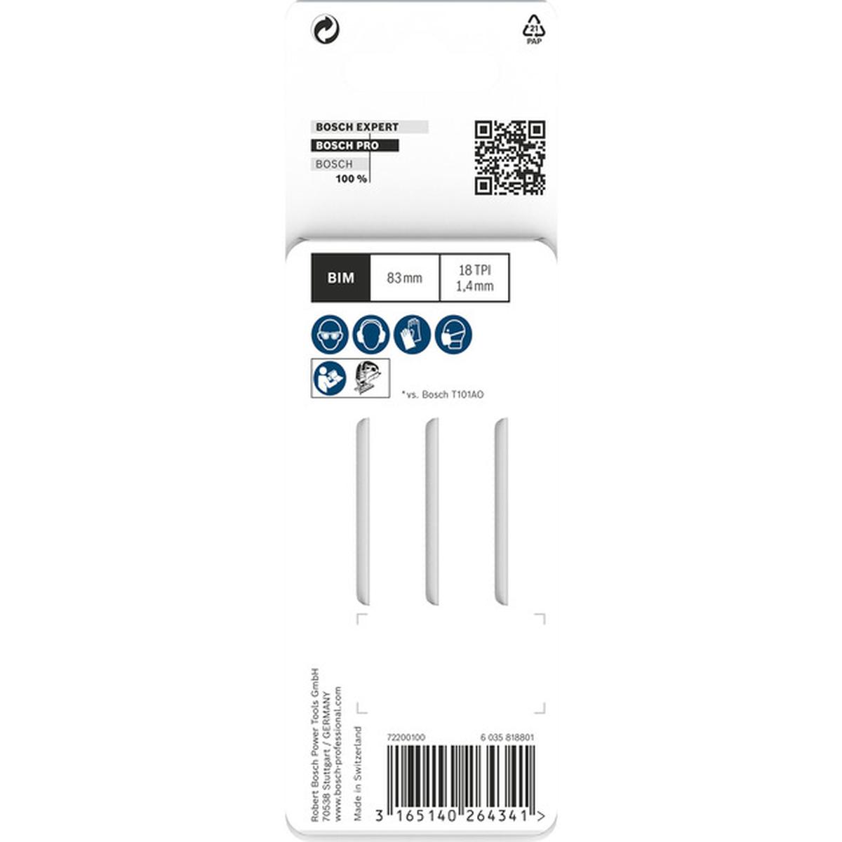 Bosch T 101 AOF Clean for Hard Wood Stichsägeblatt 3 Stück