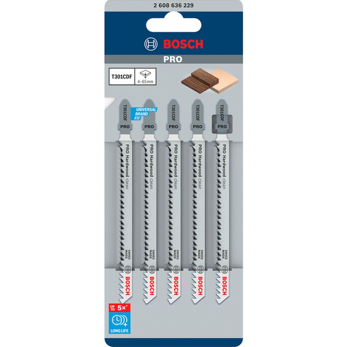 Bosch T 301 CDF Clean for Hard Wood Stichsägeblatt 5 Stück