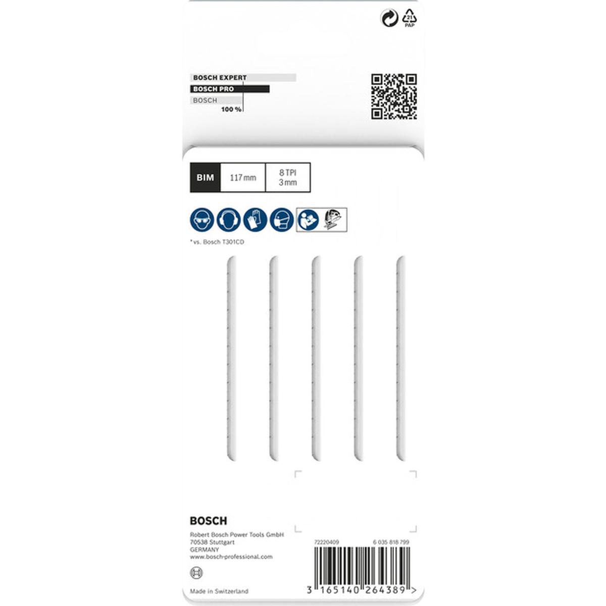 Bosch T 301 CDF Clean for Hard Wood Stichsägeblatt 5 Stück