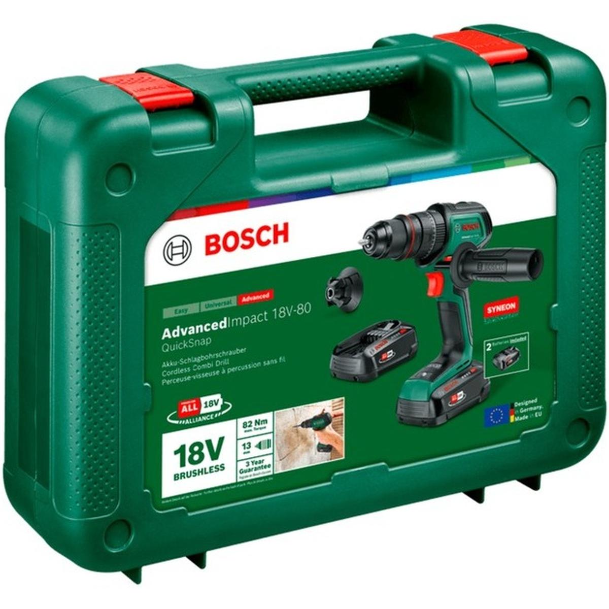 Bosch AdvancedImpact 18V-80 QuickSnap Akku-Schlagbohrschrauber 2x 2,5Ah + Ladegerät