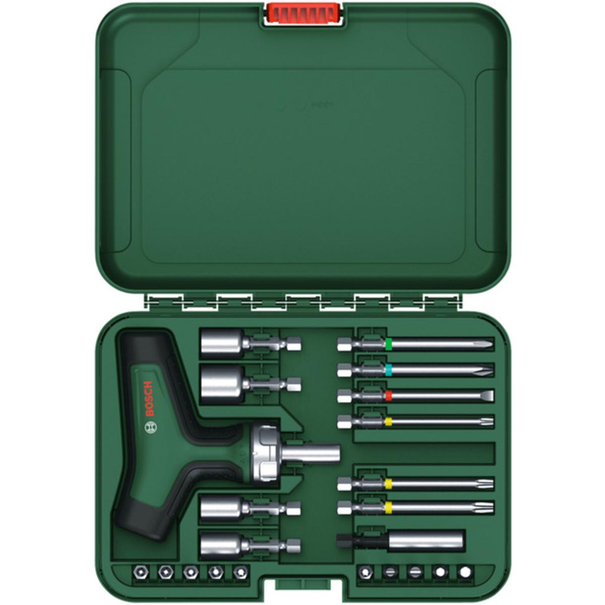 Bosch 1600A02Z9T Bit-Ratschenschraubendreher-Set T-Griff 22-teilig