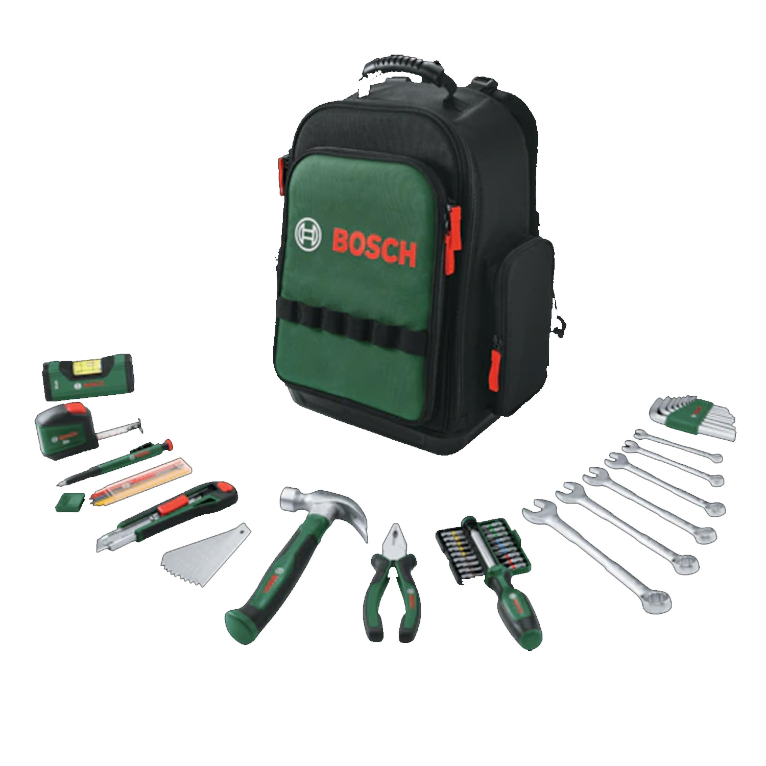 Bosch Werkzeug-Set 60-teilig mit Werkzeugrucksack schwarz/grün