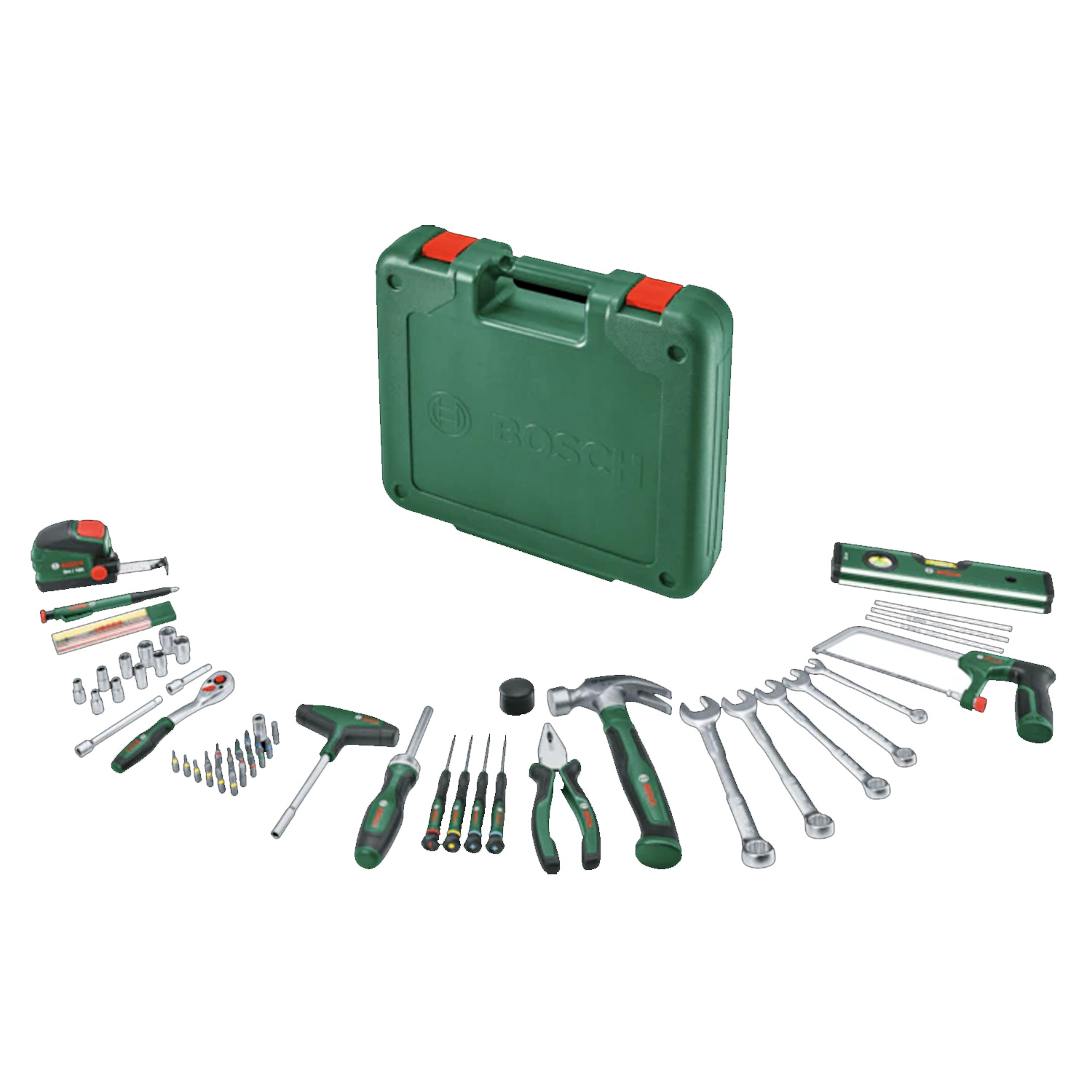 Bosch Werkzeug-Set 63-teilig mit Werkzeugkoffer grün