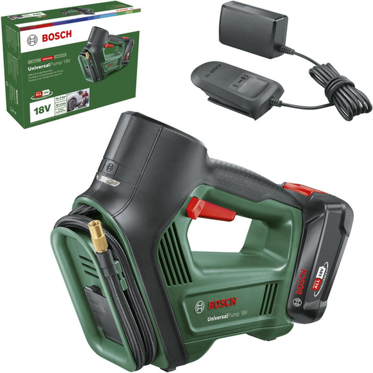 Bosch UniversalPump 18V Akku-Luftpumpe Set mit 2,0Ah Akku grün/schwarz