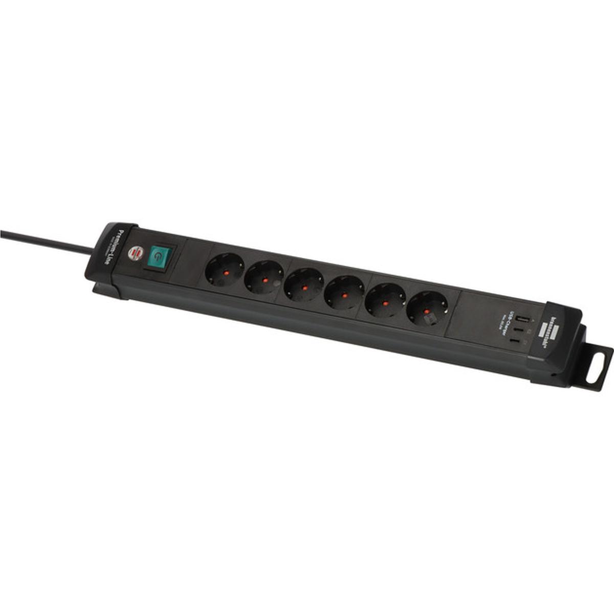 Brennenstuhl Premium-Line 6-fach Steckdosenleiste mit USB 3m schwarz