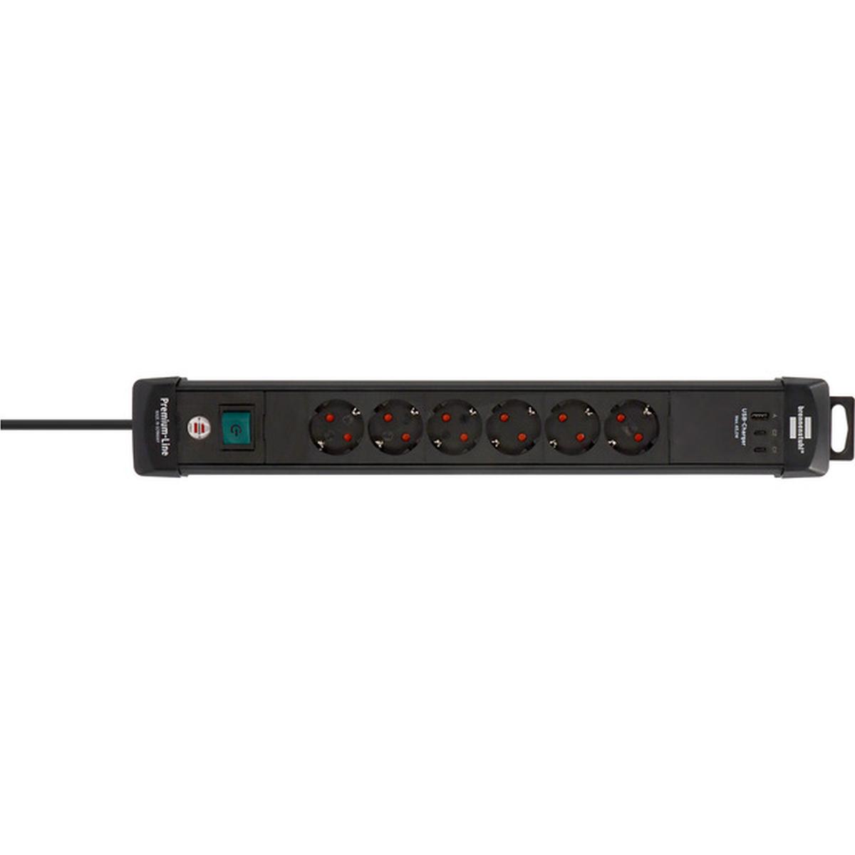 Brennenstuhl Premium-Line 6-fach Steckdosenleiste mit USB 3m schwarz