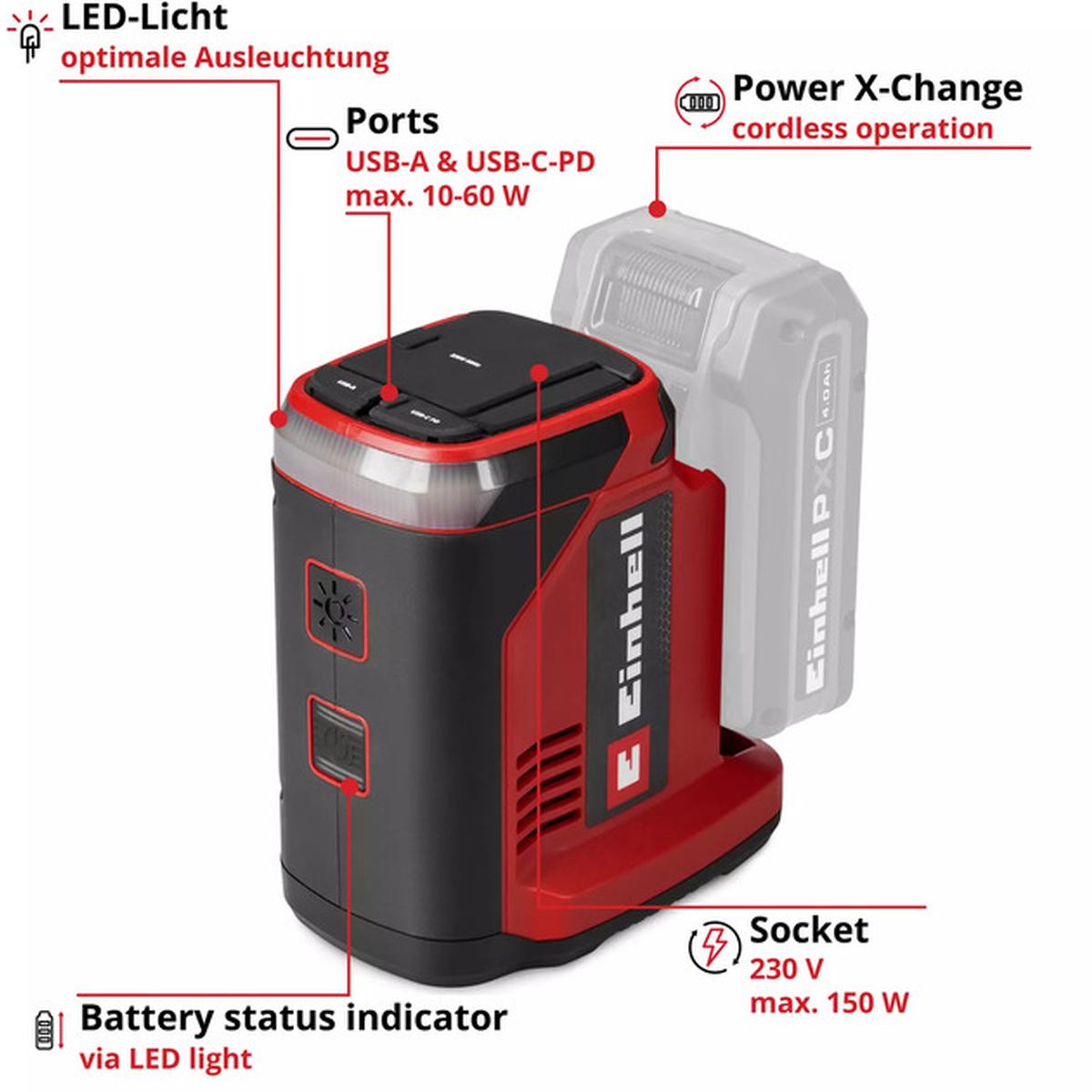 Einhell Power X-Change TC-ES 18/150/1 Li-Solo Akku-Energiestation