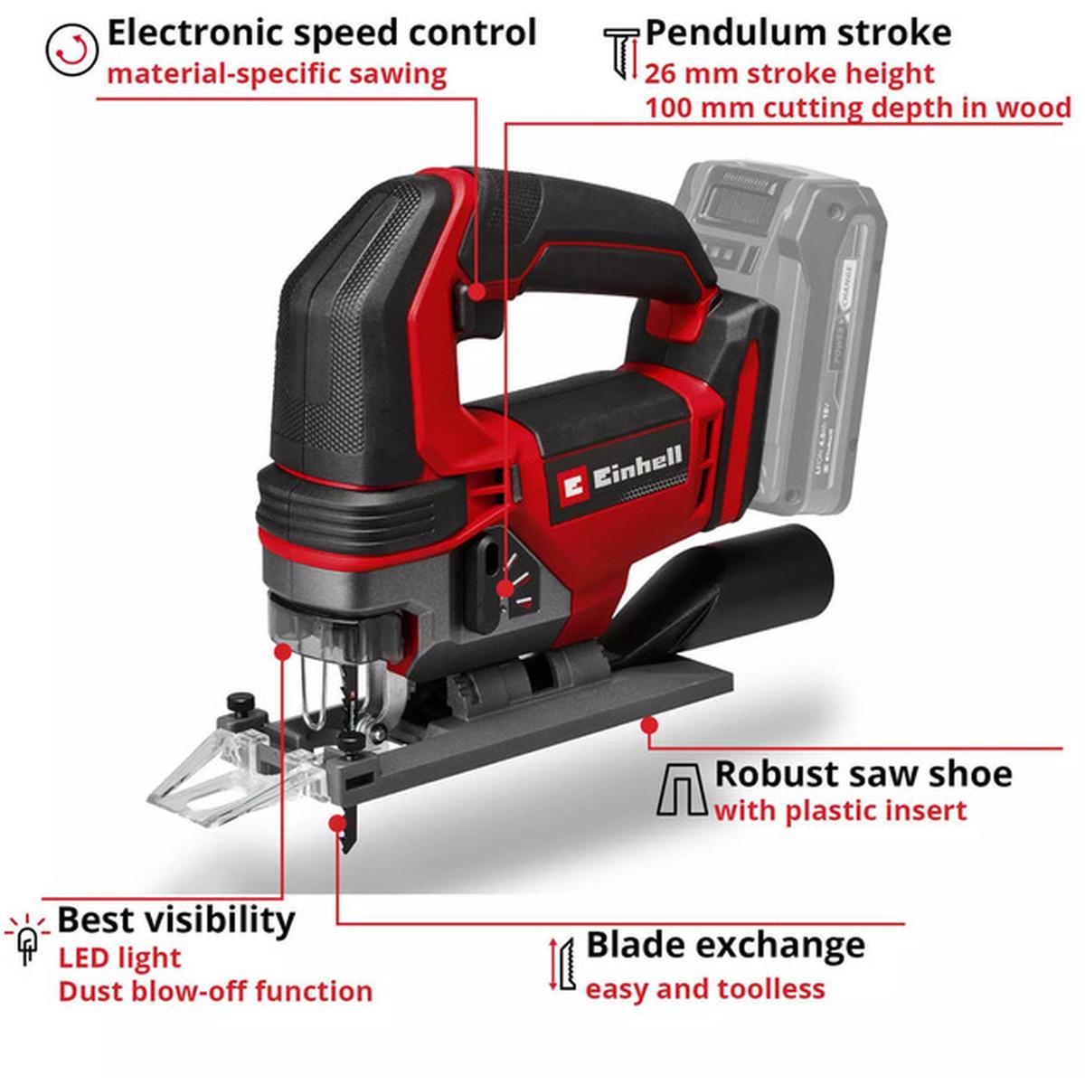 Einhell Power X-Change TE-JS 18/100 Li-Solo 18V Akku-Stichsäge