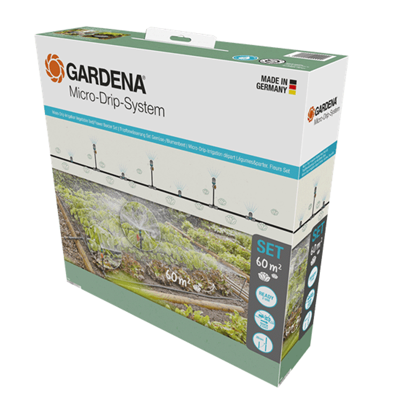 GARDENA 13450-20 Micro-Drip-System Tropfbewässerung Set Gemüse-/Blumenbeet (60 m²)