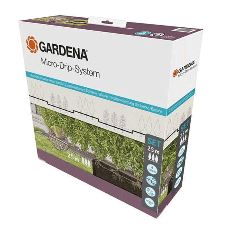 GARDENA 13500-20 Micro-Drip-System Tropfbewässerung Set Hecke/Sträucher (25 m)