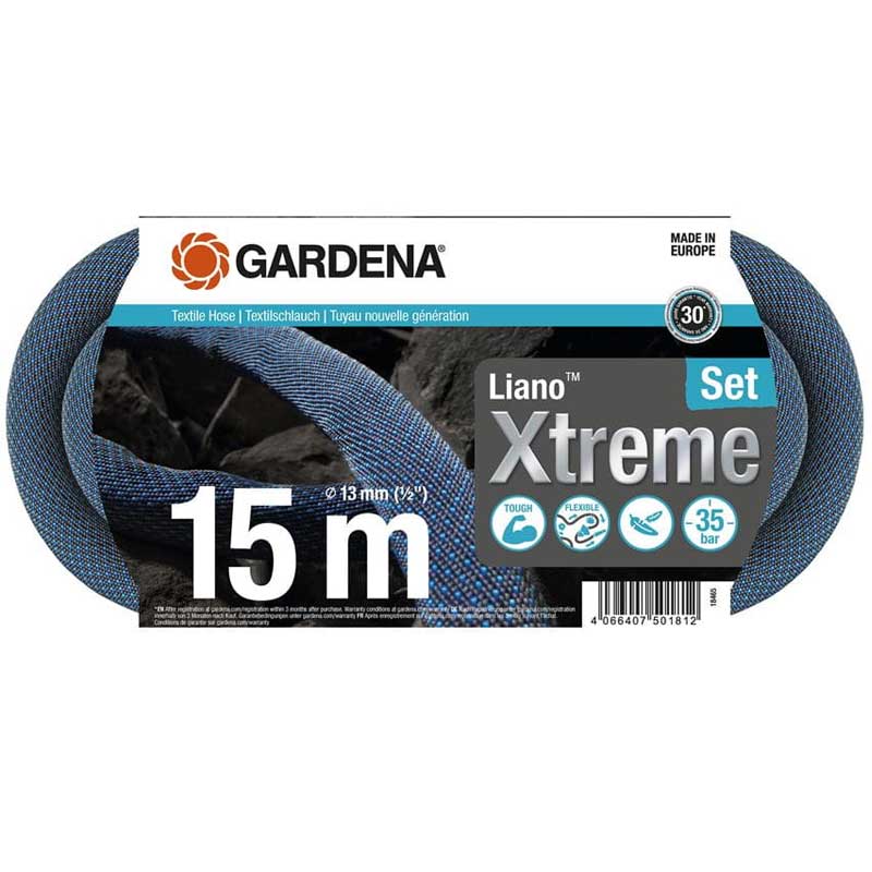 GARDENA 18465-20 Textilschlauch Liano Xtreme 1/2", 15 m Set