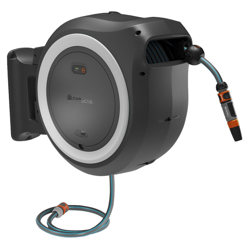GARDENA 18642-20 Akku-Wand-Schlauchbox PowerRoll XL 18V P4A Ready-To-Use Set (weiß) 35 m