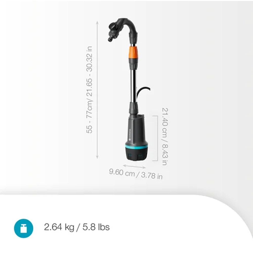 GARDENA 14604-20 Akku-Regenfasspumpe 2600 Comfort 18V P4A Ready-To-Use Set