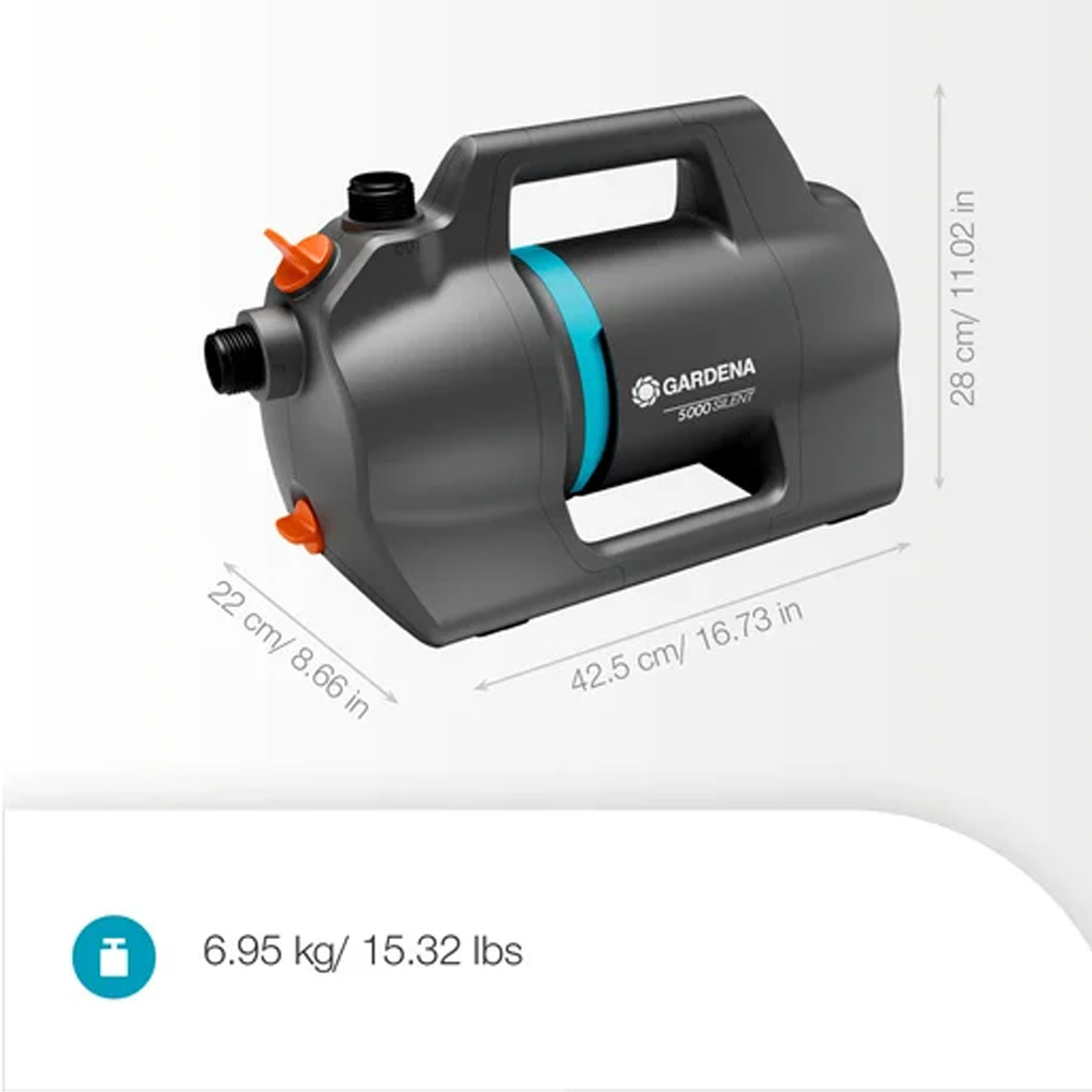 GARDENA 09082-20 Gartenpumpe 5000 Silent Saugschlauch-Set