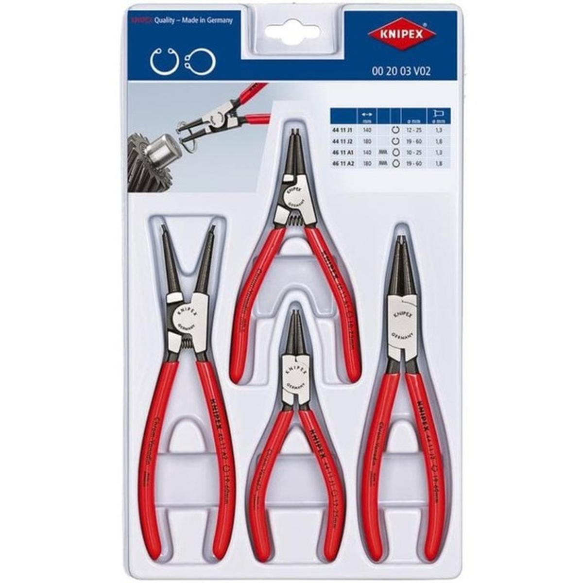 KNIPEX 00 20 03 V02 Sicherungsringzangen-Set 4-teilig