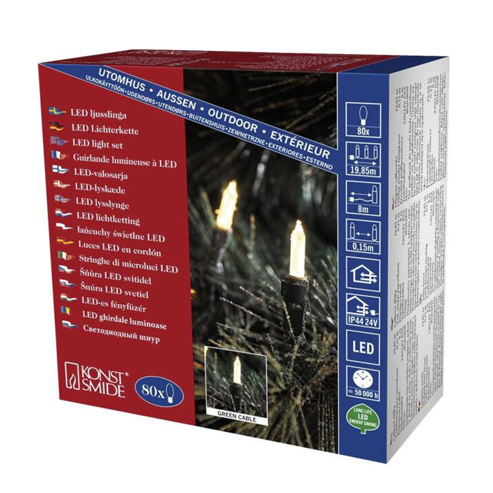 Konstsmide LED Mini-Lichterkette 80er warmweiß (6020-100)