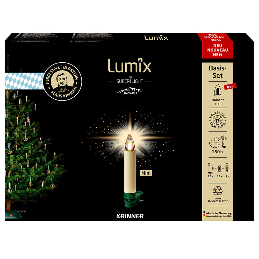 Krinner LUMIX Superlight Bavaria Mini Basis Christbaumkerzen elfenbein