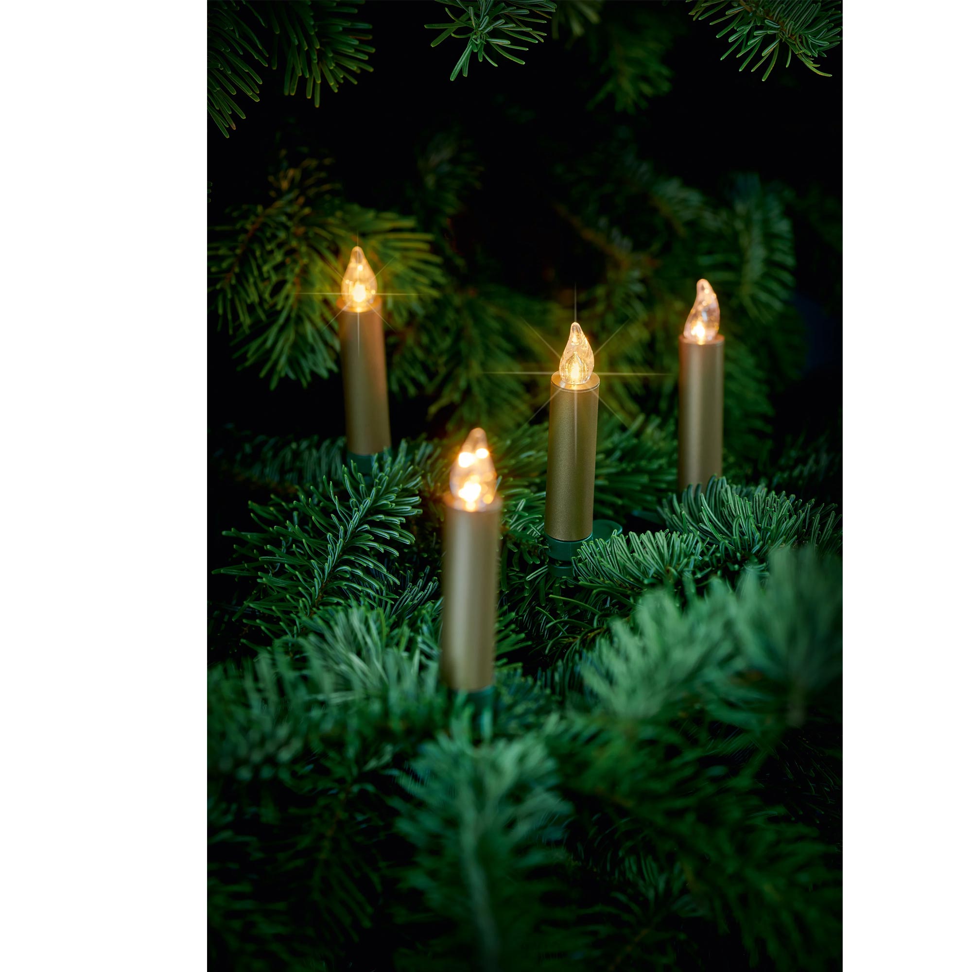 Krinner Lumix Basic Mini cashmere 10er Basis-Set Kabellose Christbaumkerze