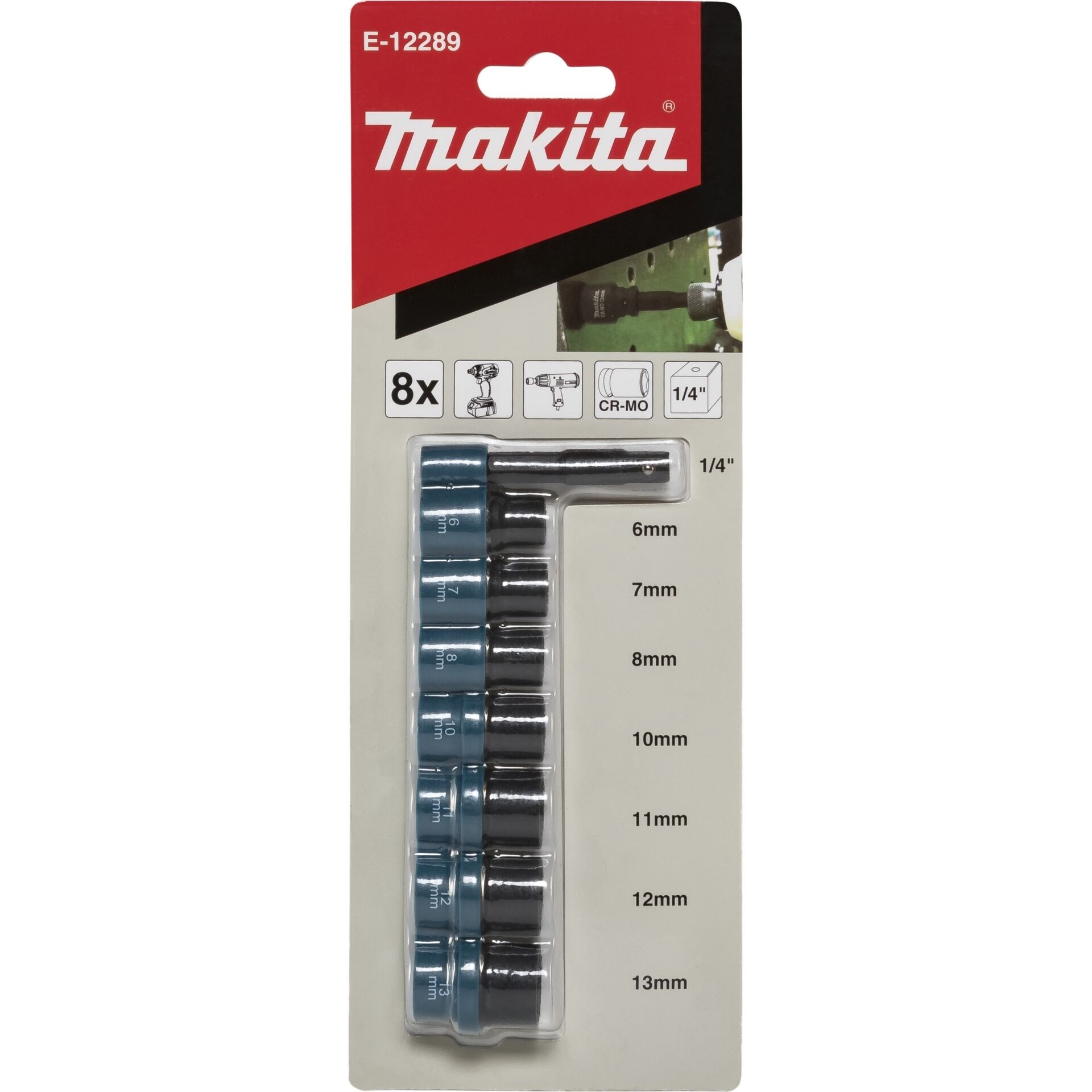 Makita 1/4 Zoll Stecknuss-Set 8-teilig
