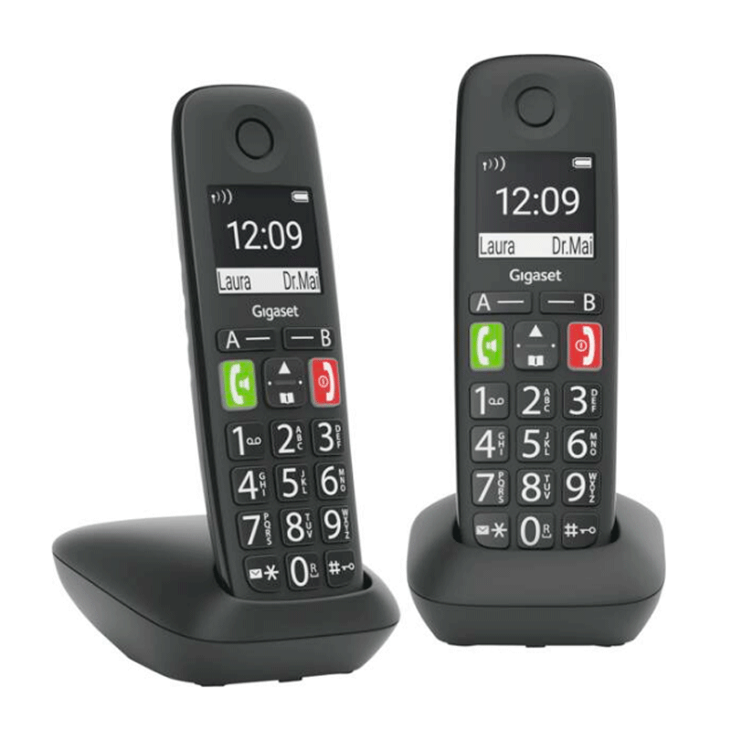 Gigaset E290 Duo Schnurlostelefon mit Rufnummernanzeige schwarz