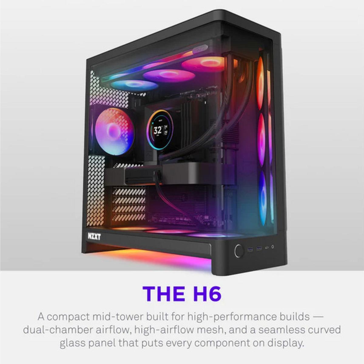 NZXT H6 RGB+ 2026 Airflow ATX Midi-Tower Gaming-Gehäuse schwarz