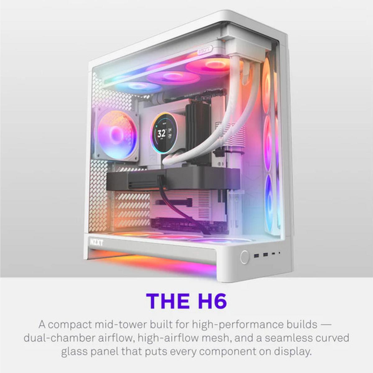 NZXT H6 RGB+ 2026 Airflow ATX Midi-Tower Gaming-Gehäuse weiß