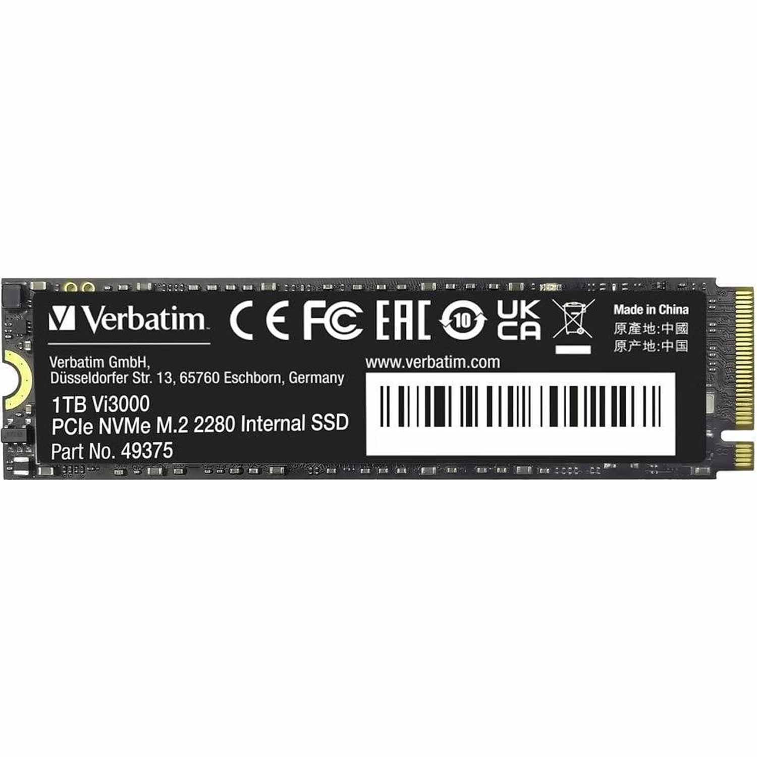 Verbatim Vi3000 NVMe M.2 SSD 1TB Festplatte schwarz