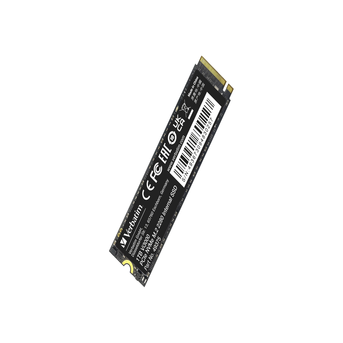 Verbatim Vi3000 NVMe M.2 SSD 1TB Festplatte schwarz