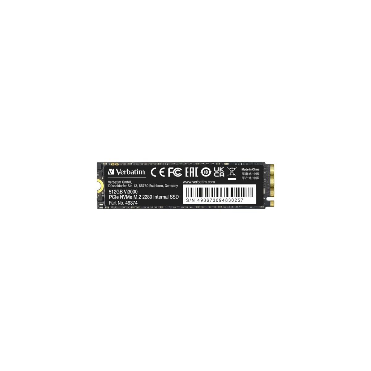 Verbatim Vi3000 PCIe NVMe M.2 SSD 512GB