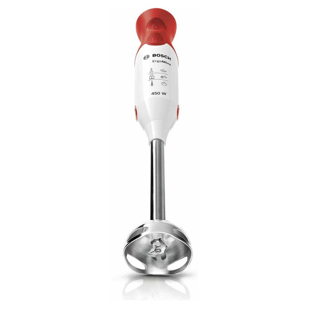 Bosch MSM64110 ergonomischer Stabmixer mit Edelstahl-Mixfuß QuattroBlade rot/weiß