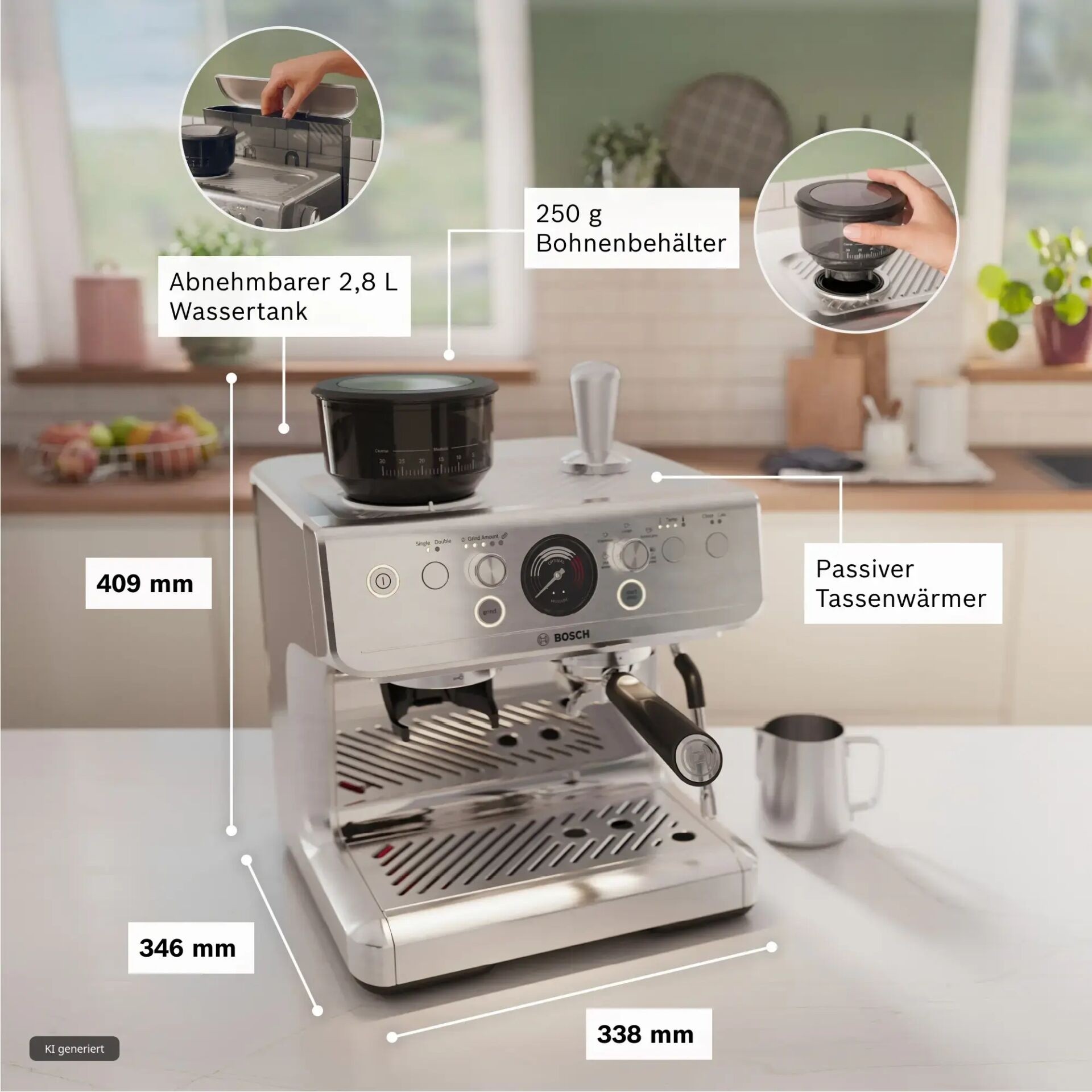 Bosch Serie 4 HomeCafé PFE403C3 Siebträgermaschine edelstahl